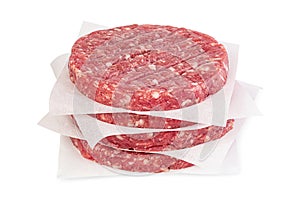 Fresh raw burger meat on white background