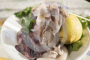 Fresh raw calamari