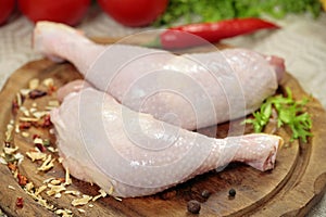 Fresh raw chicken leg