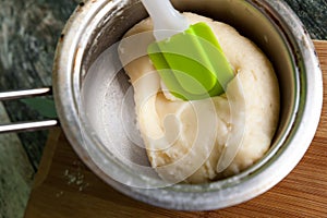 Fresh raw choux pastry prepare