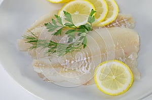 Fresh raw cod fish fillet