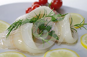 Fresh raw cod fish fillet