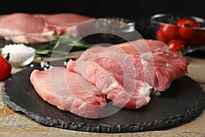 Fresh raw cut meat on plate