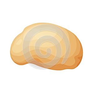 Fresh raw dough for bakind. Homemade tasty bread. Cartoon of wooden kitchen rolling pin. Vector illustration for menu