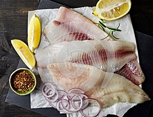 Fresh raw fish fillets
