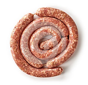 Fresh raw ground meat sausages