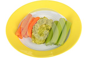 Fresh Raw Healthy Vegetables with Guacamole Dip