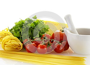 Fresh raw ingredients for making pasta