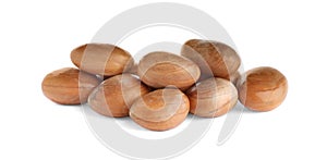 Fresh raw jackfruit seeds on white background