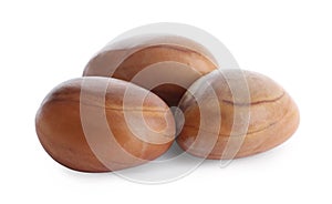 Fresh raw jackfruit seeds on white background