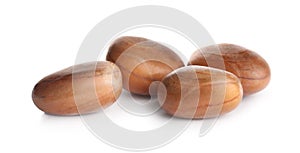 Fresh raw jackfruit seeds on white background