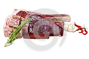 Fresh raw meat for barbecue with rosemary