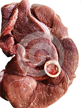 Fresh raw meat, steak, veal on the bone, cross-section