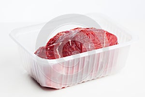 Fresh raw meat in tray
