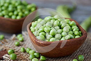 Fresh raw organic green peas