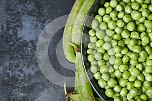 Fresh raw organic green peas