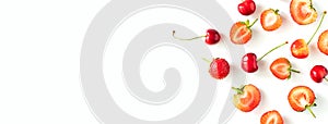 Fresh Raw Organic Seasonal Fruits Berries on a white background