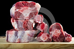 Fresh and raw oxtail cut