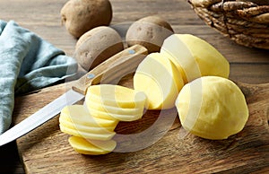 Fresh raw peeled potatoes