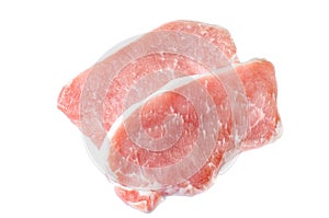 Fresh raw pork meat on wooden cutting board
