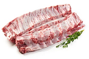 Fresh raw pork ribs, isolated on white background