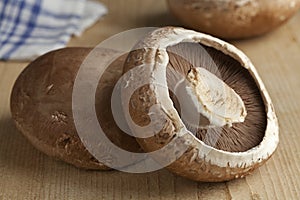 Fresh raw portobello mushrooms