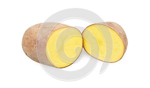 Fresh raw potatoes on white background