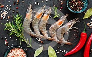 Fresh raw prawns