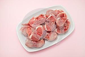 Fresh raw rabbit meat on dish