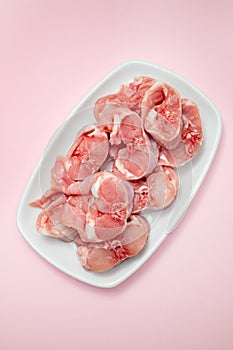 Fresh raw rabbit meat on dish
