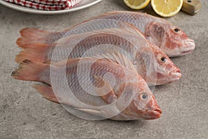 Fresh raw red tilapia fishes