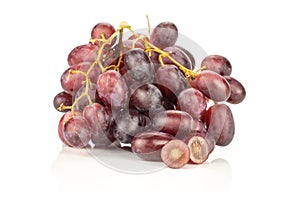 Fresh raw red wine grapes isolated on white