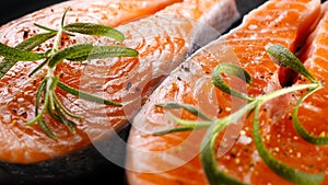 Fresh raw salmon fish fillet, close up