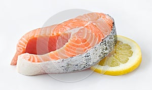 Fresh raw salmon steak