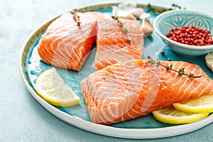 Fresh raw salmon or trout fillets