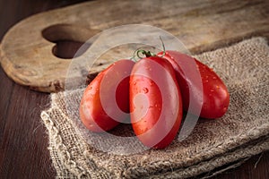 Fresh raw San Marzano tomatoes