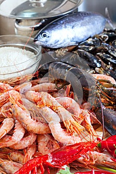 Fresh raw sea foods