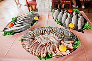 Fresh raw seafood