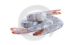 Fresh raw shrimp isolated on white. Healthy seafood