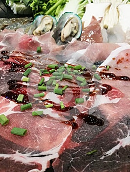 Fresh Raw Slice Pork for Shabu Set.