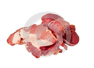 Fresh raw slices of bacon isolated