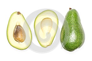 Fresh raw smooth avocado isolated on white photo