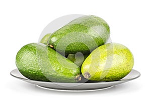 Fresh raw smooth avocado isolated on white photo