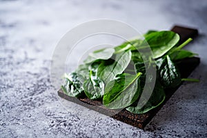 Fresh raw spinach leaves