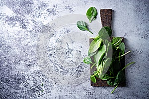 Fresh raw spinach leaves