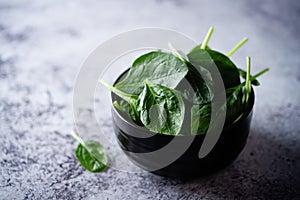 Fresh raw spinach leaves