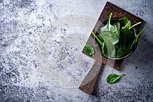 Fresh raw spinach leaves