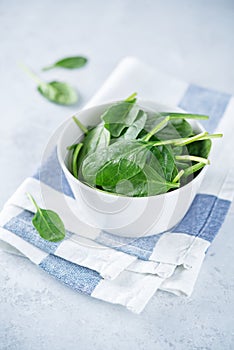 Fresh raw spinach leaves