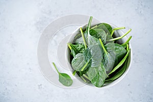 Fresh raw spinach leaves