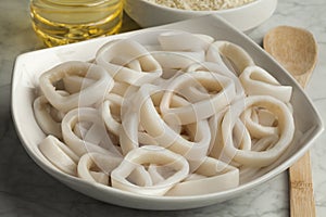 Fresh raw squid rings